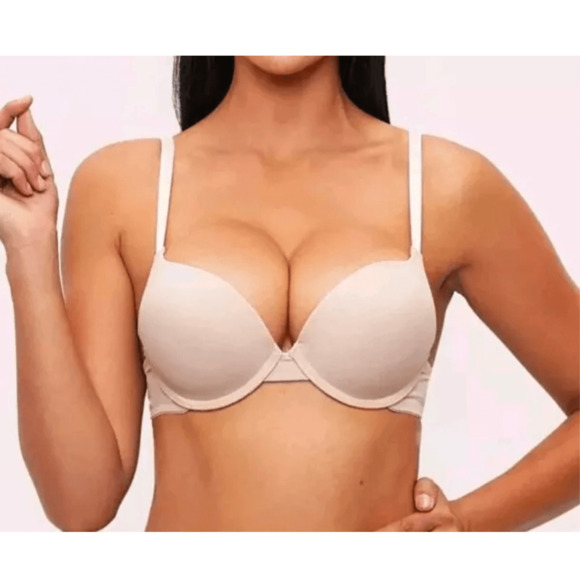 Frederick's of Hollywood Women's Sz 32C Nude Krystal Micro Push Up Bra - Picture 1 of 4